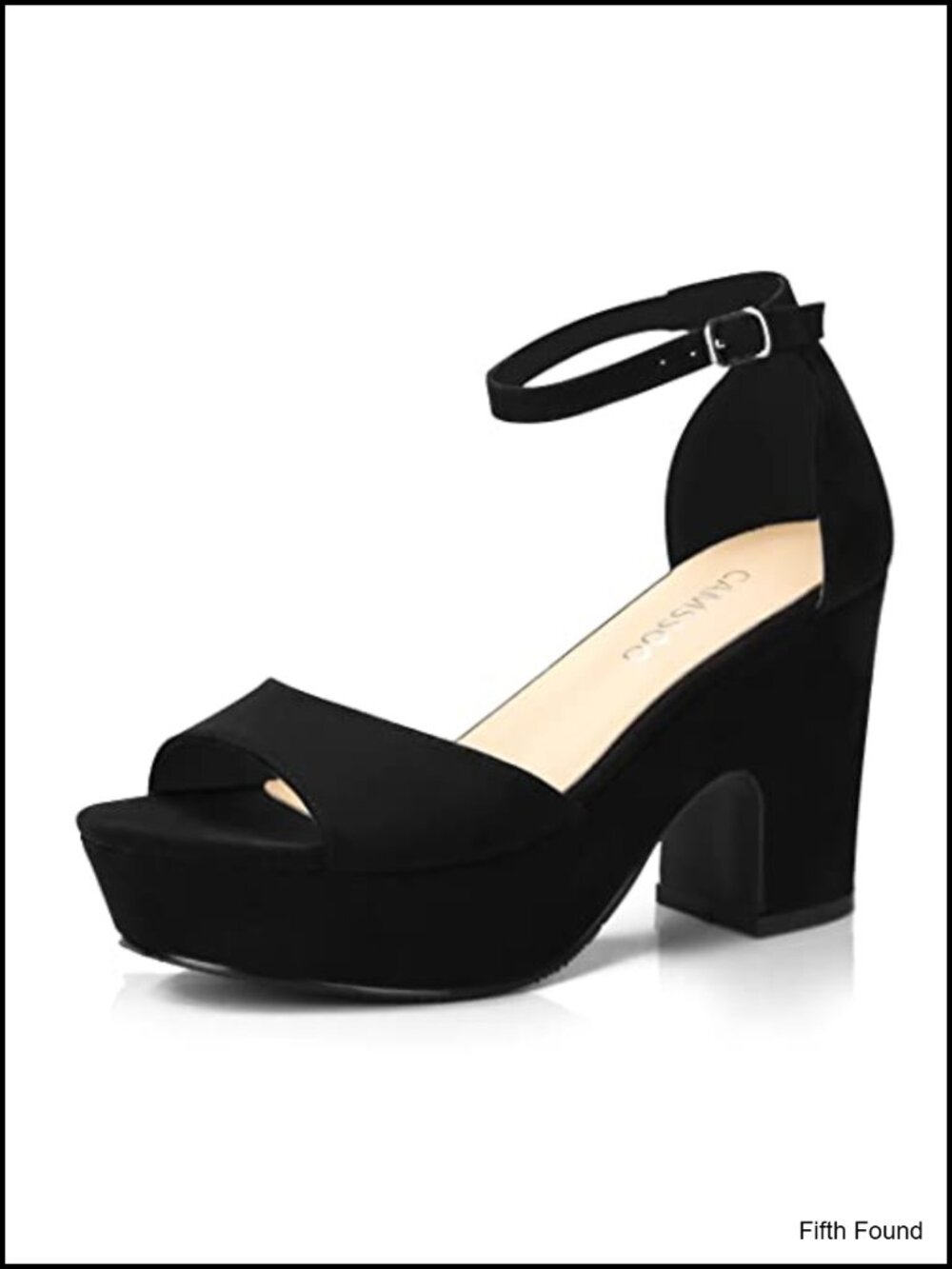 Chunky Heel Platform Sandals Suede Open Toe Ankle Strap Slip Resistant
